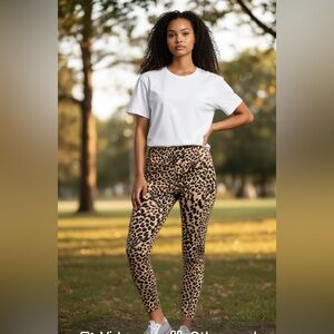 Chico’s High-Rise Leopard Print Athletic Leggings - Ankle Length